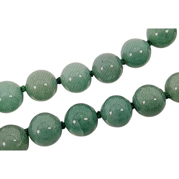 VTG Silvertone Green Jade Hand Knotted Cord Graduated Beaded 18" Necklace 39.6g - Picture 6 of 8